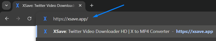 Entering xsave.app in the browser address bar